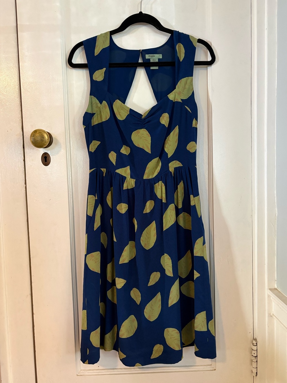 Anthropologie Maple Tupelo Silk Leaf-Print Dress